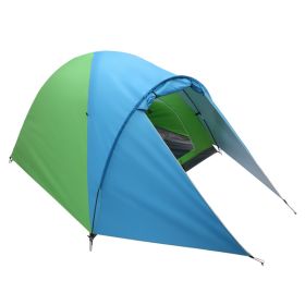 4-Person Double Layer Family Camping Tent Outdoor Instant Cabin Tent for Hiking Backpacking Trekking Blue & Green